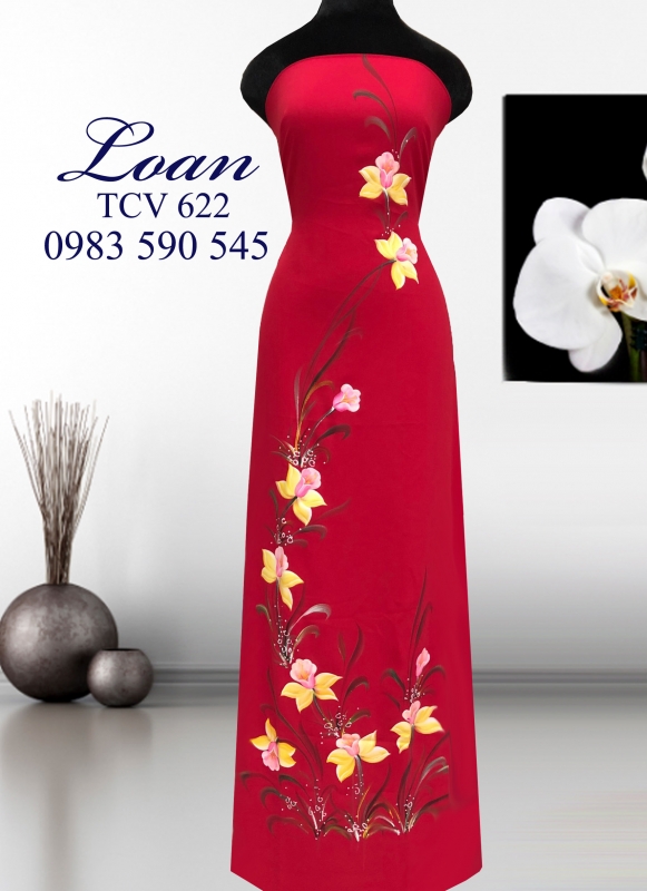 Vải áo dài vẽ hoa