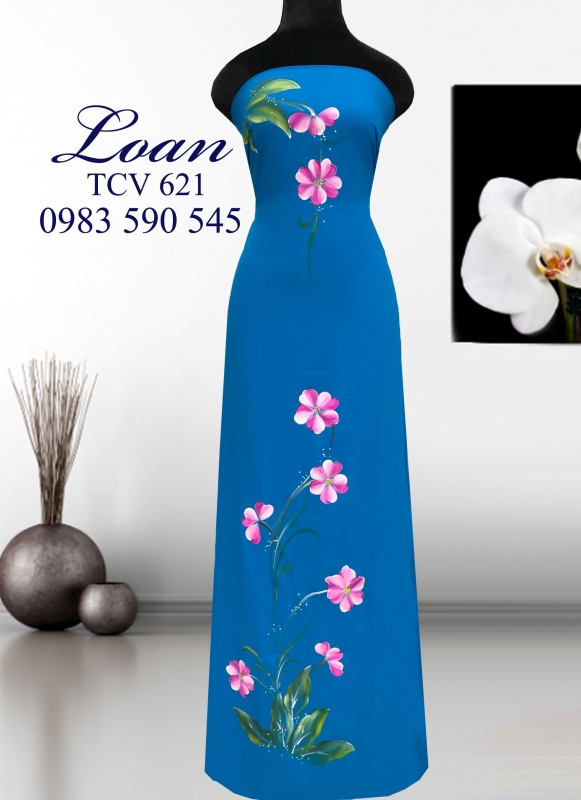 Vải áo dài vẽ hoa