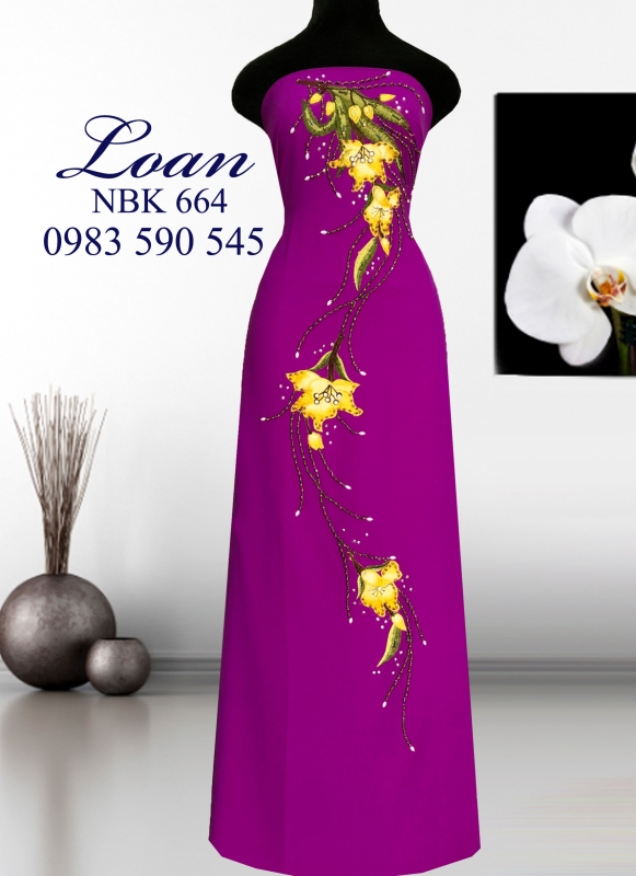 Vải áo dài thêu kết hoa