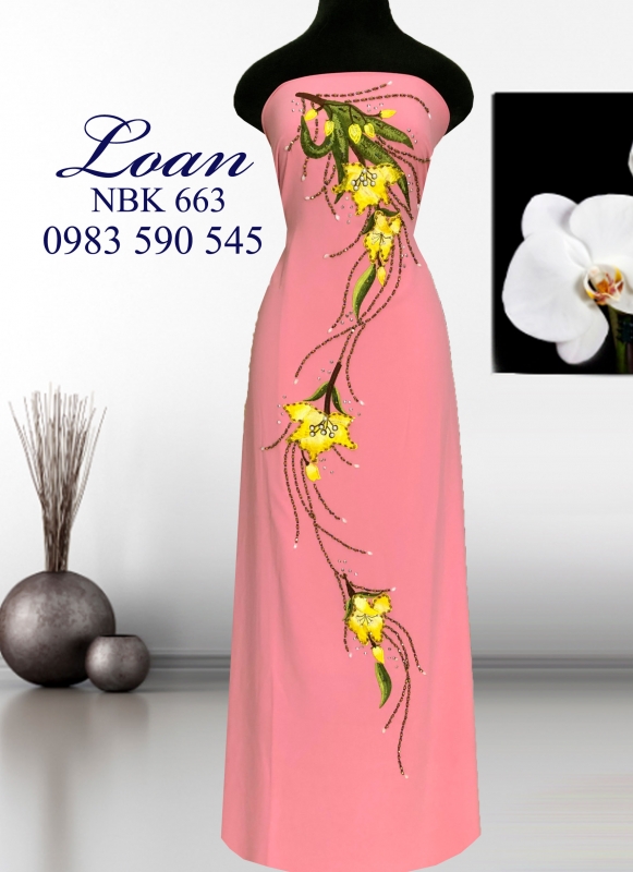 Vải áo dài thêu kết hoa