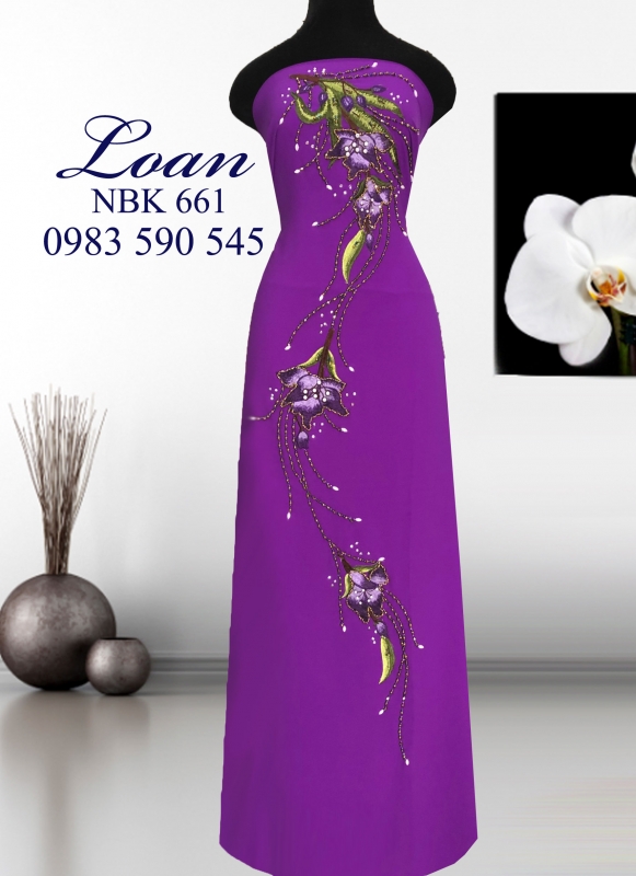 Vải áo dài thêu kết hoa