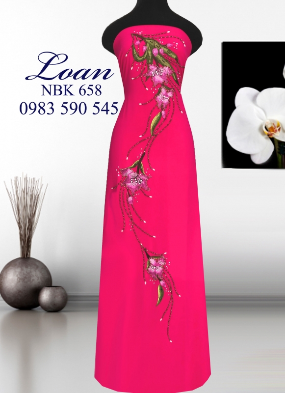 Vải áo dài thêu kết hoa