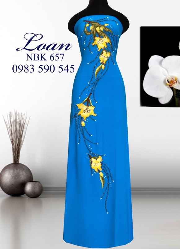 Vải áo dài thêu kết hoa