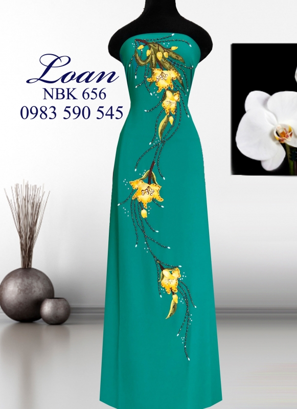 Vải áo dài thêu kết hoa