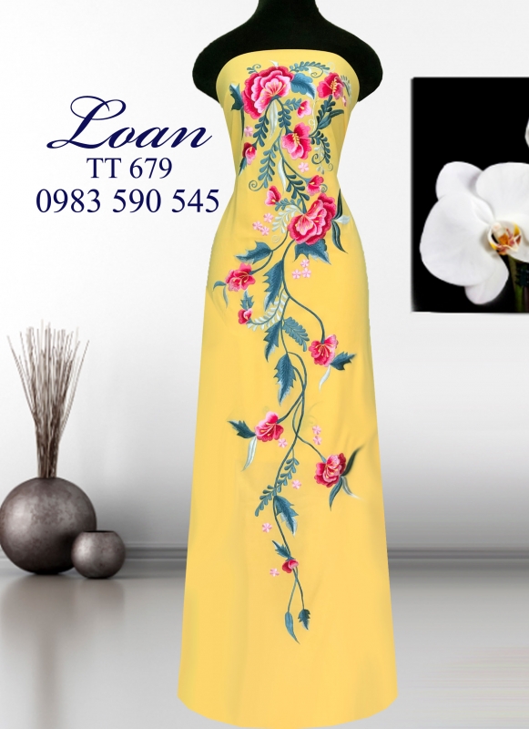 Vải áo dài thêu hoa