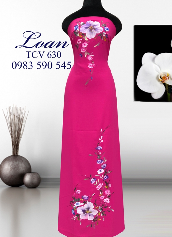 Vải áo dài vẽ hoa