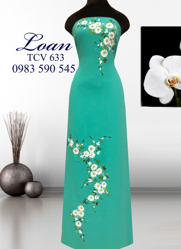 Vải áo dài vẽ hoa