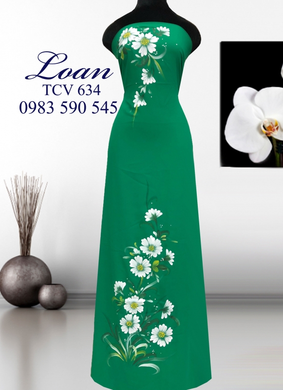 Vải áo dài vẽ hoa