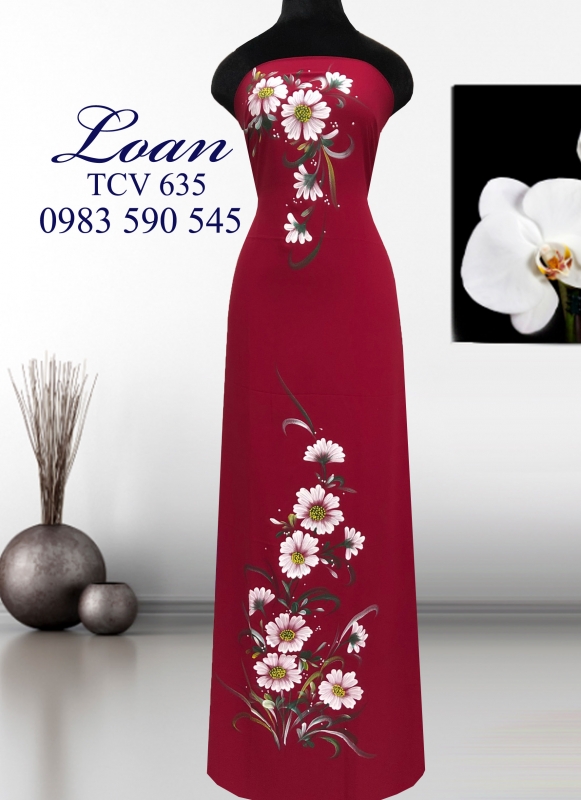 Vải áo dài vẽ hoa