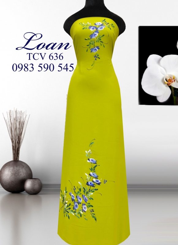 Vải áo dài vẽ hoa