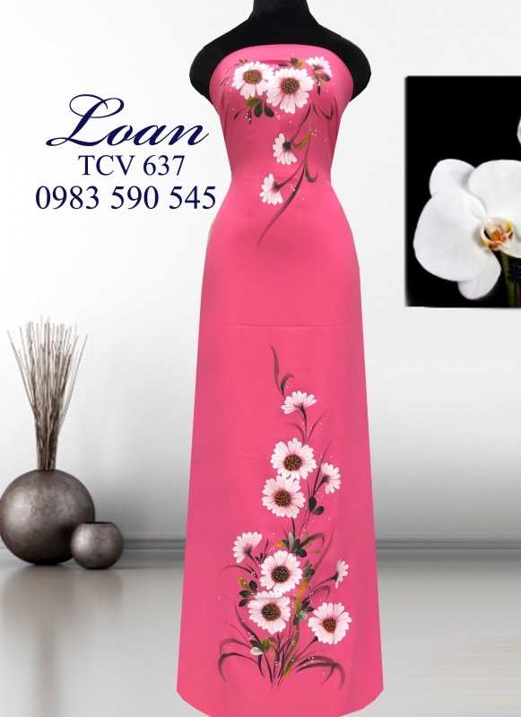 Vải áo dài vẽ hoa