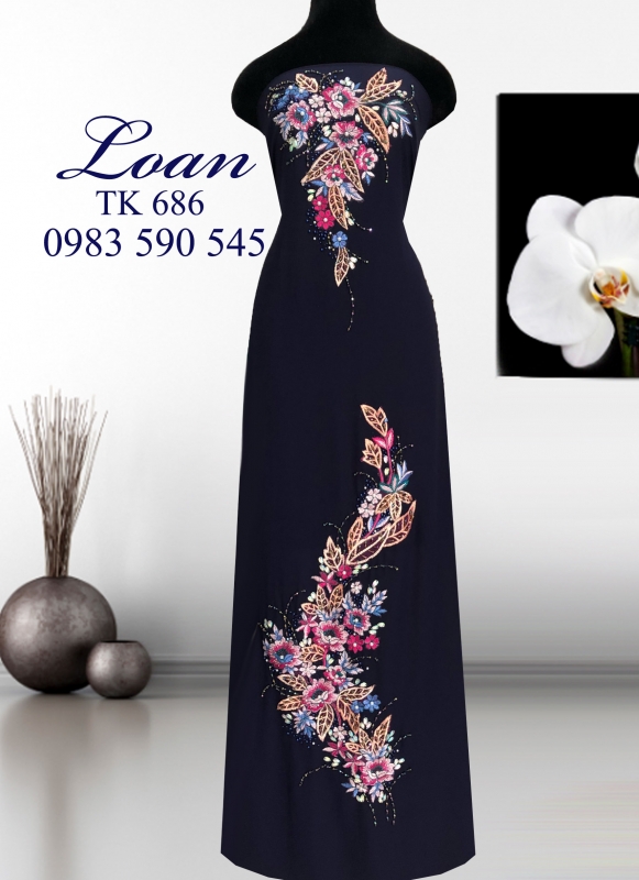 Vải áo dài đắp hoa