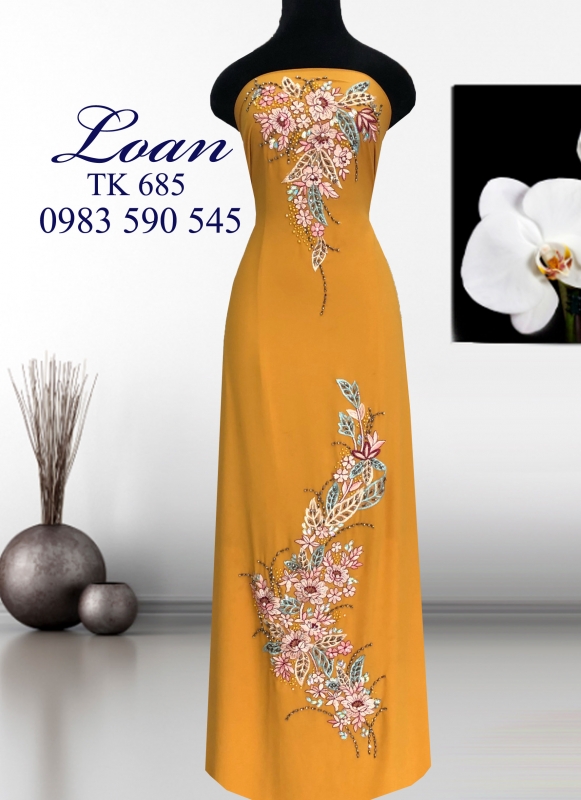 Vải áo dài thêu kết hoa