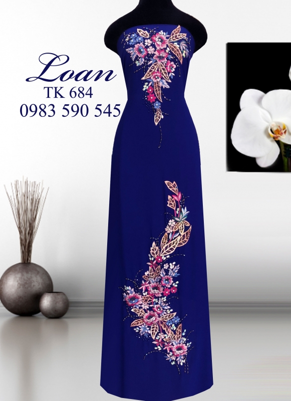 Vải áo dài thêu kết hoa