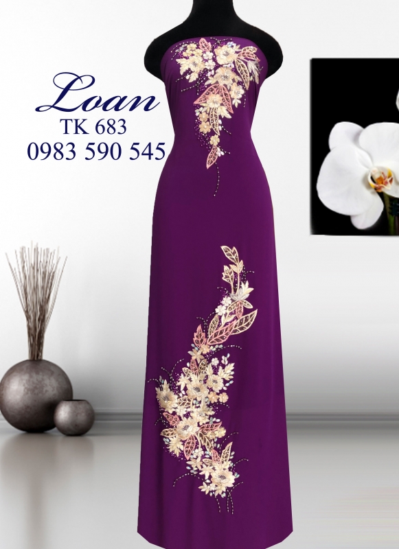 Vải áo dài thêu kết hoa