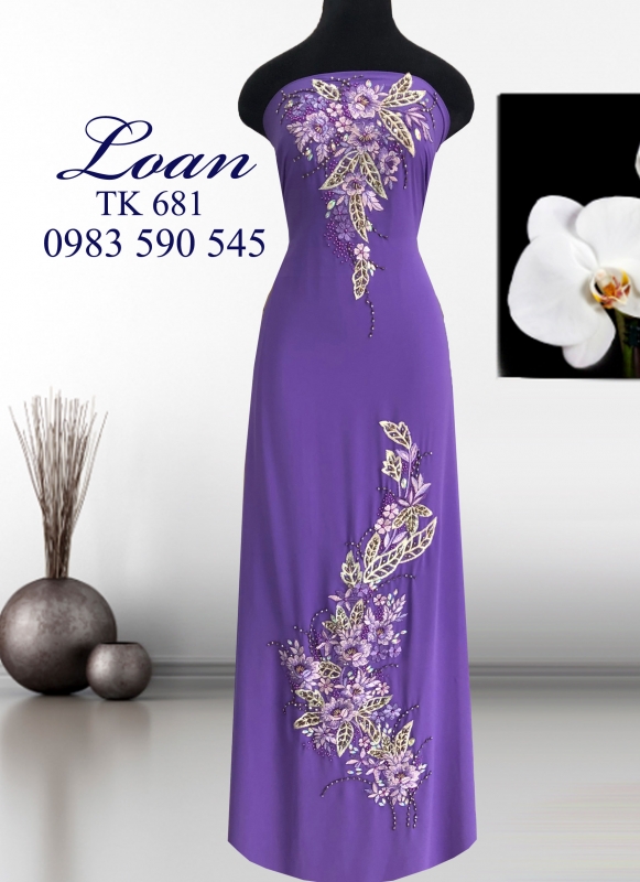 Vải áo dài thêu kết hoa