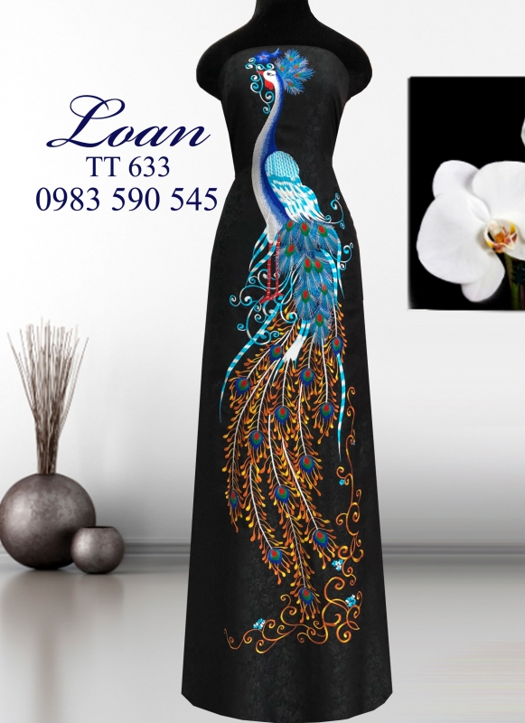 Vải áo dài tơ tằm thêu Công