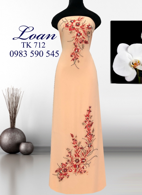 Vải áo dài thêu kết hoa