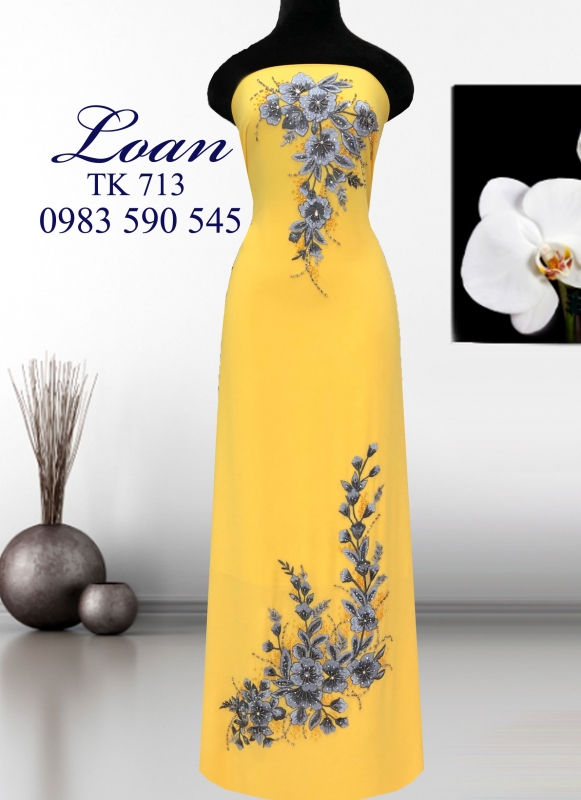 Vải áo dài thêu kết hoa