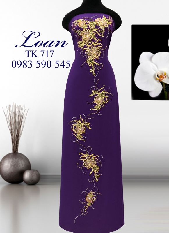 Vải áo dài thêu kết hoa