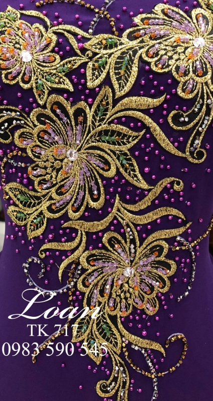 Vải áo dài thêu kết hoa