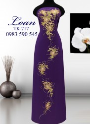 Vải áo dài thêu kết hoa