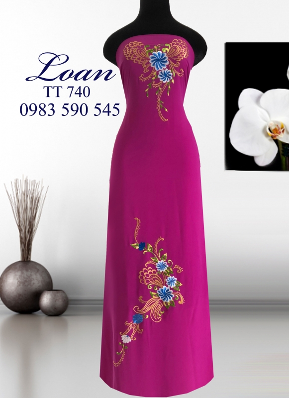 Vải áo dài thêu hoa
