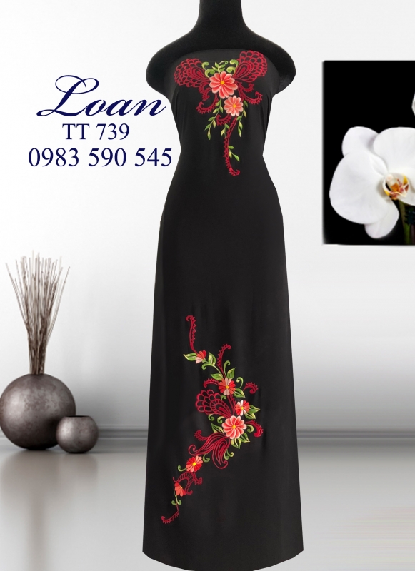 Vải áo dài thêu hoa