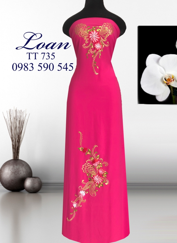 Vải áo dài thêu hoa