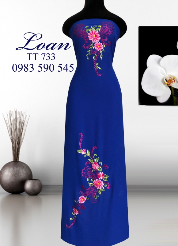 Vải áo dài thêu hoa