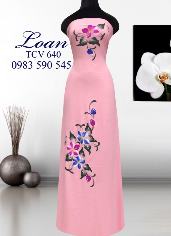Vải áo dài vẽ hoa