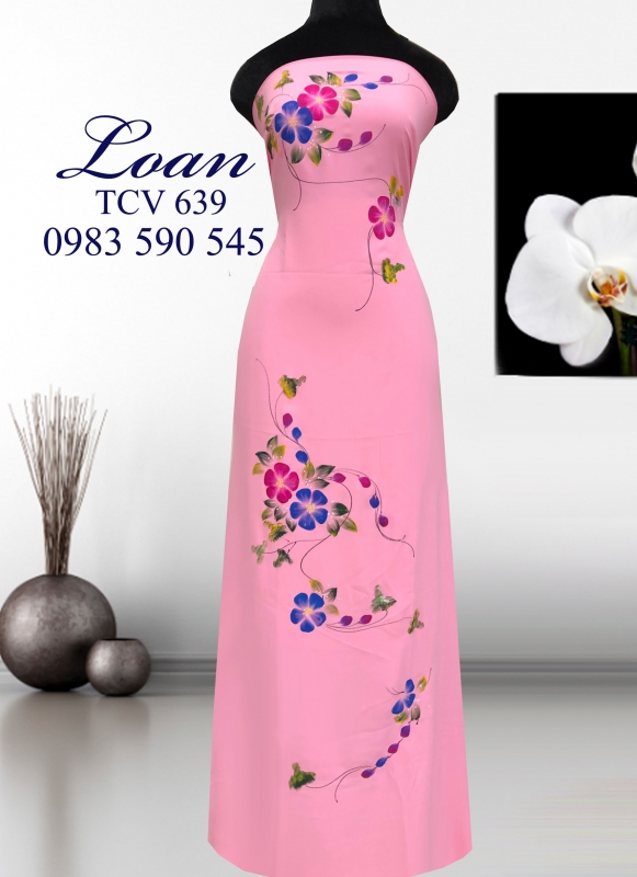 Vải áo dài vẽ hoa