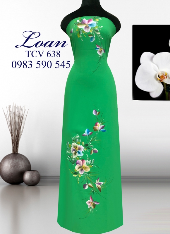 Vải áo dài vẽ hoa