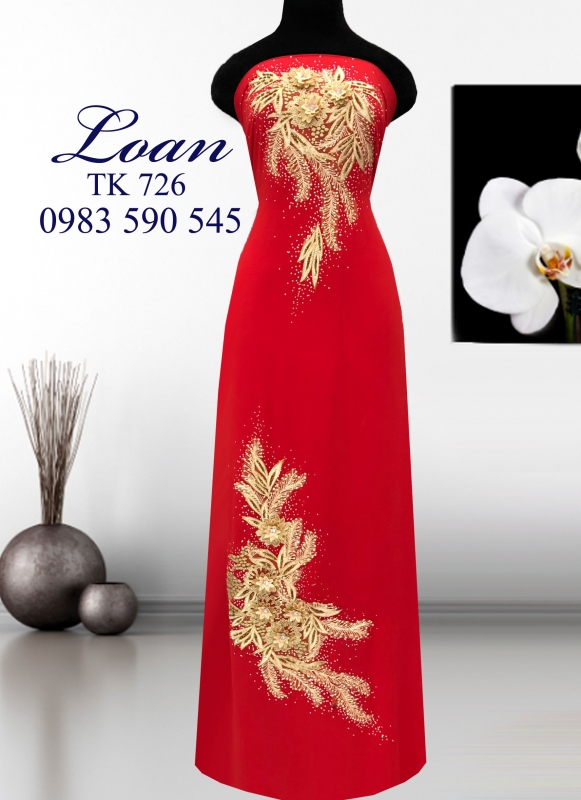 Vải áo dài thêu kết hoa