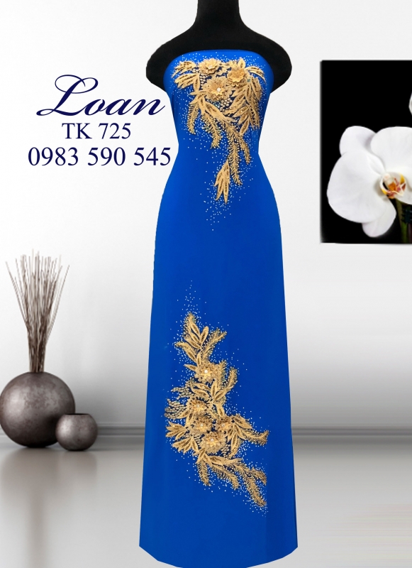 Vải áo dài thêu kết hoa