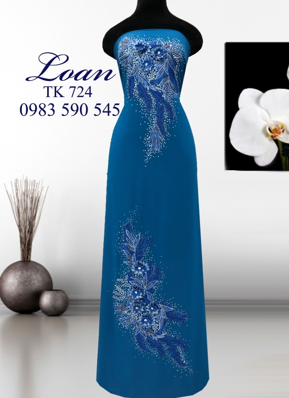 Vải áo dài thêu kết hoa