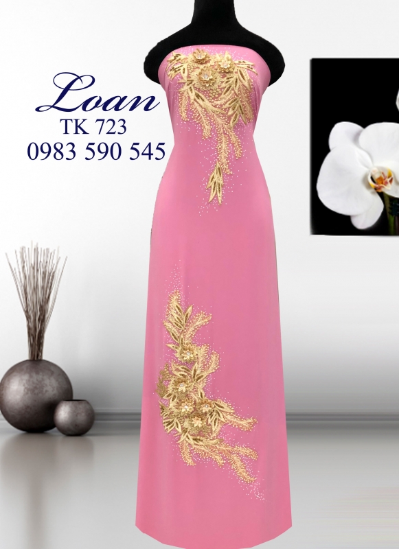 Vải áo dài thêu kết hoa