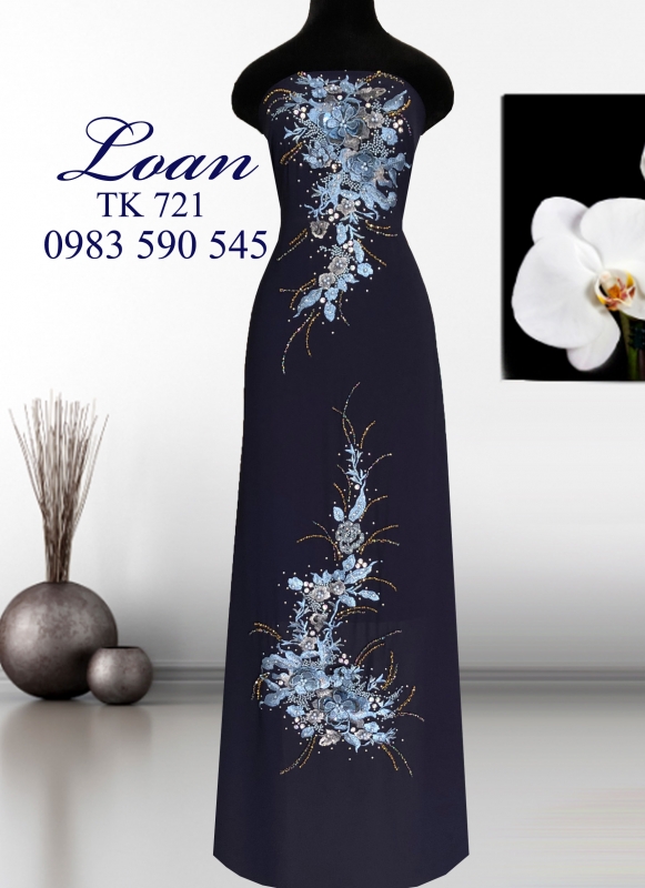 Vải áo dài thêu kết hoa