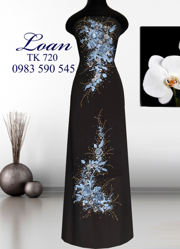 Vải áo dài thêu kết hoa