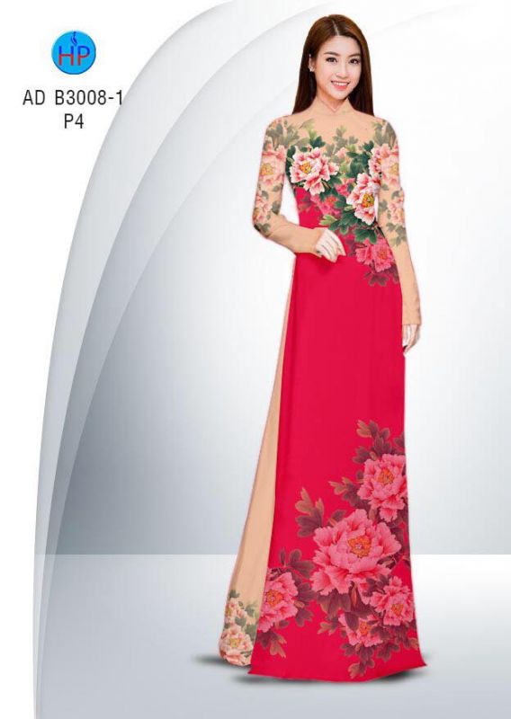 Vải áo dài hoa Mẫu Đơn