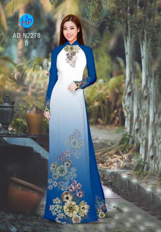 Vải áo dài hoa trên dưới