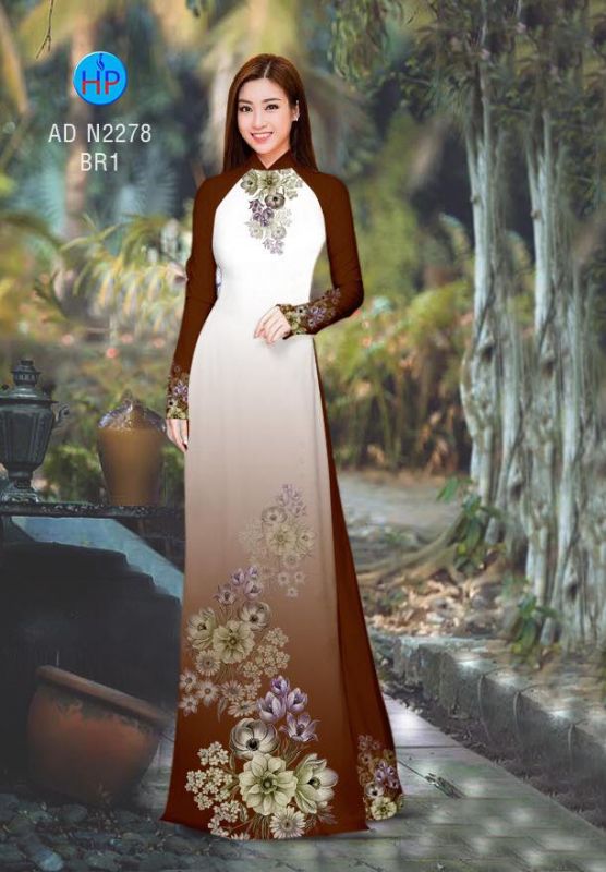 Vải áo dài hoa trên dưới