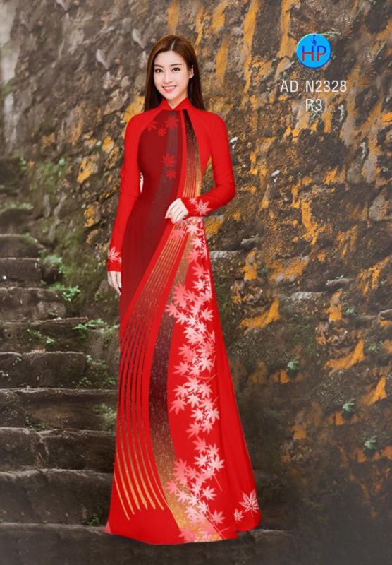 Vải áo dài hoa chạy dọc