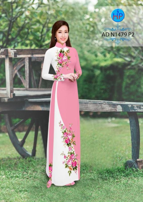 Vải áo dài hoa chạy dọc