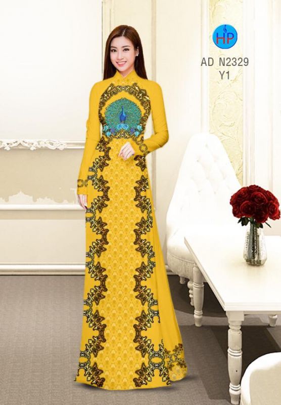 Vải áo dài chim Công