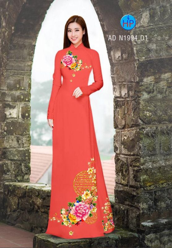 Vải áo dài hoa mẫu đơn Vải áo dài hoa mẫu đơn