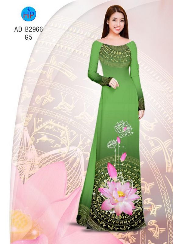 Vải áo dài hoa Sen trống đồng Vải áo dài hoa Sen trống đồng
