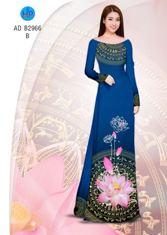 Vải áo dài hoa Sen trống đồng Vải áo dài hoa Sen trống đồng