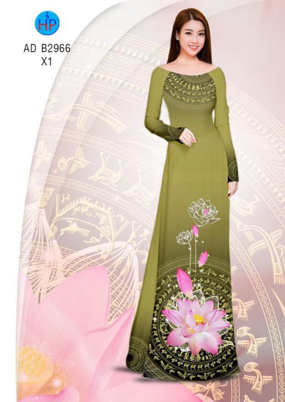 Vải áo dài hoa Sen trống đồng Vải áo dài hoa Sen trống đồng