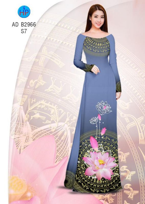 Vải áo dài hoa Sen trống đồng Vải áo dài hoa Sen trống đồng